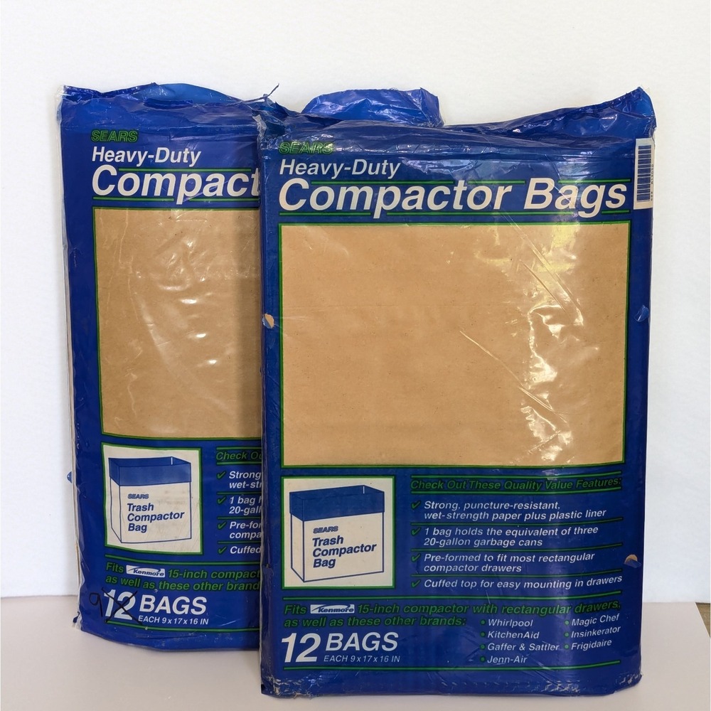 (21 Bags) Sears Heavy-Duty Paper Trash Compactor Bags 9x17x16 Model 22-13050